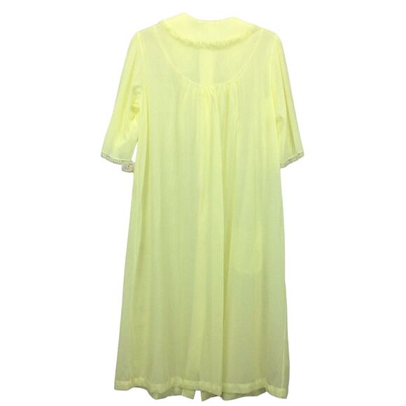 Vtg Nancy King Lingerie Housecoat Women's M Short Sleeve Lace Trim Button Front - Picture 10 of 11